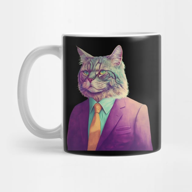 Vaporwave Cat Daddy in a Suit by gibah